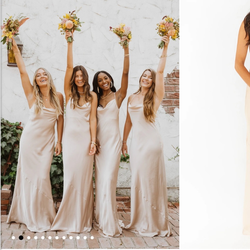 Show Me Your Mumu Tuscany Maxi Slip Dress - Champagne Luxe Satin